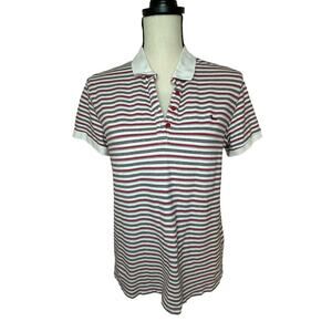 Northern Reflections Women’s Large Polo Shirt Stripped Cotton Soft Short Sleeve